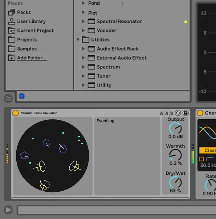 Murmur Block simulation plugin in Ableton Live
